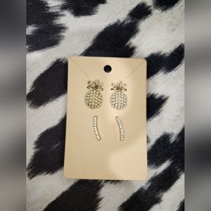 Gold Fashion Earring Two Piece Set